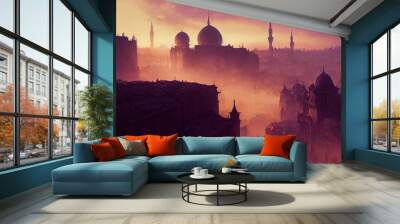 Medieval fantasy middle eastern trade capital city, photography, Digital illustration Wall mural