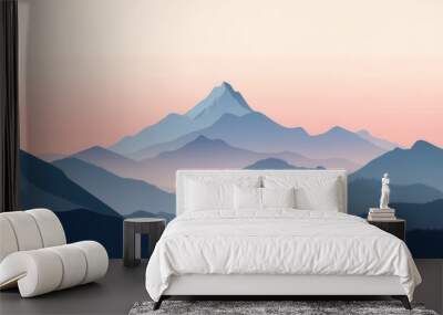 Minimalist mountain landscape with a simple silhouette and soft colors Wall mural