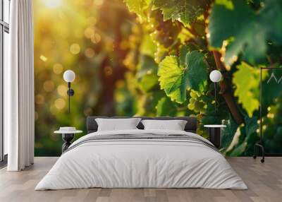 Nature background with Vineyard.Wine concept. low depth of focus Wall mural