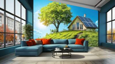 Renewable energy solutions support sustainable lifestyles and reduce carbon footprints Wall mural