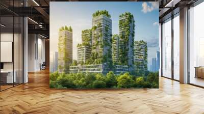 Sustainable city design with renewable energy and eco-friendly buildings Wall mural