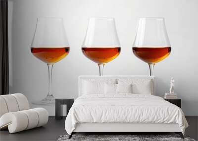 Three glasses of wine isolated on white background for menu design Wall mural