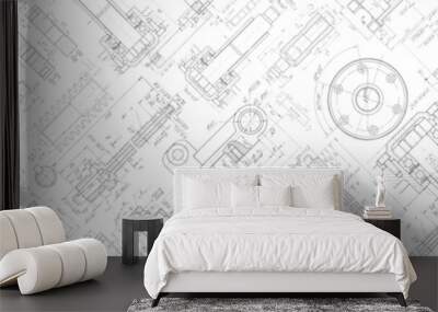 Technical drawing background .Mechanical Engineering background . . Technology Banner.Vector illustration .	 Wall mural