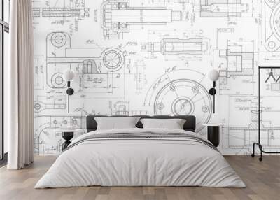 Technical drawing background .Mechanical Engineering drawing. Wall mural