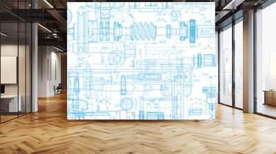 Technical drawing on a white background .Widescreen Technology Background.Mechanical Engineering -  Vector illustration .	 Wall mural