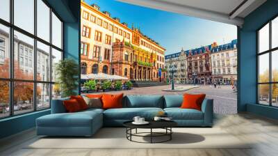 Wiesbaden City Palace Stadtschloss or New Town Hall Rathaus neo-classical building on Schlossplatz Palace Square in historical city centre, blue sky background, State of Hesse, Germany Wall mural