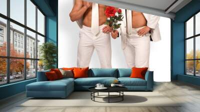 Men and a rose on white background Wall mural