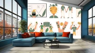 A large set of concepts with ESG characters. Environmental, social and corporate governance illustration in flat style Wall mural