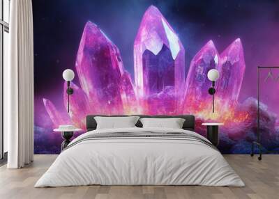 banner design featuring mystical crystal cluster emitting cosmic energy, promoting mysticism and the occult Wall mural