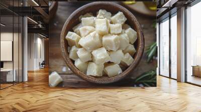 beef tallow cooking alternative, healthy homemade beef tallow cubes crafted from top-grade beef fat, offering a natural and nutritious option to commercial cooking oils Wall mural