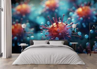 Close up under a microscope view of abstract viruses background Wall mural