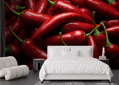 Delicious red hot chili pepper pattern Wall mural