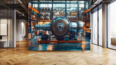 Large turbine industrial compressor for air injection and pressure equipment at oil refinery petrochemical industrial plant Wall mural