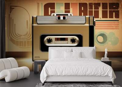 Retro tape recorder, capturing nostalgia and the enduring value of vintage technology and media Wall mural