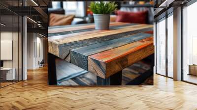 sustainable furniture artisanal coffee table crafted from reclaimed wood a creative design concept Wall mural