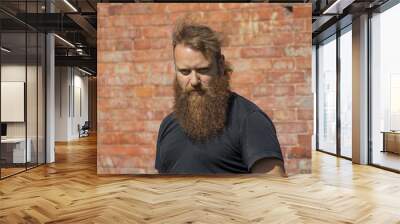 A gloomy, unkind portrait of a man with a beard. Wall mural