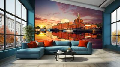 Embankment In Helsinki At Summer Evening, Finland. Wall mural