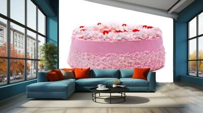 Pink cake isolated on white background Wall mural