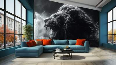 lion dramatic portrait Wall mural