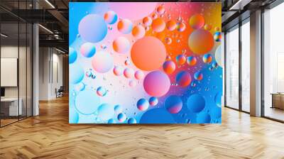 mixing water and oil, beautiful color abstract background based on circles and ovals Wall mural