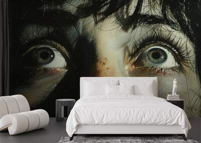 woman with a frightened look Wall mural