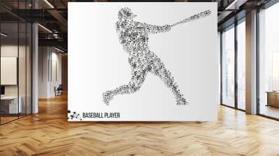 Abstract geometric molecule polygonal batter baseball player silhouette isolated on gradient background Wall mural