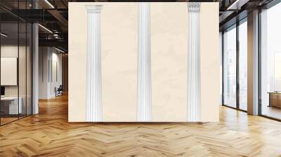 Classical ellinic architectural order set on beige marble background Wall mural