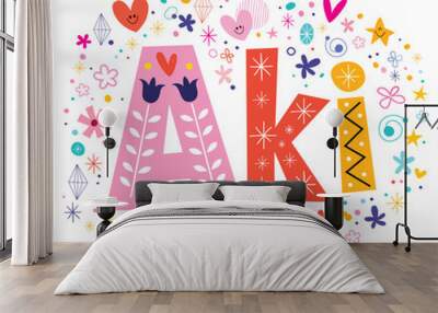 Aki given name decorative lettering type design Wall mural