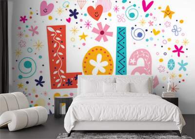 Lola female name decorative lettering type design Wall mural