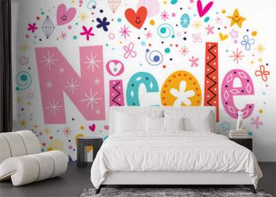 Nicole female name design decorative lettering type Wall mural