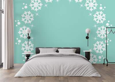 snowflakes Christmas winter round frame design element Wall mural