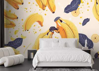 Banner background National Banana Day theme, and wide copy space, a vibrant background with banana, for banner, UHD image Wall mural