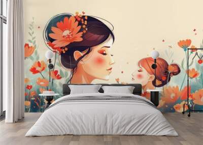 graphic design background with theme happy mother day Wall mural