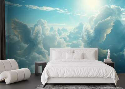 Minimalist Background: Angelic Guardian of Faith and Light in Heavenly Illustration
 Wall mural