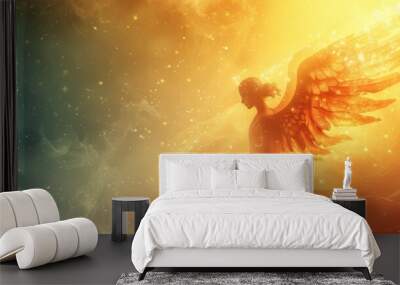 Minimalist Background: Angelic Guardian of Faith and Light in Heavenly Illustration
 Wall mural