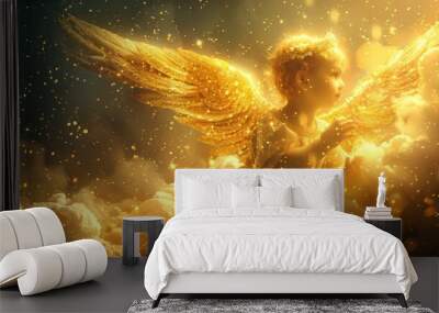 Minimalist Background: Angelic Guardian of Faith and Light in Heavenly Illustration
 Wall mural