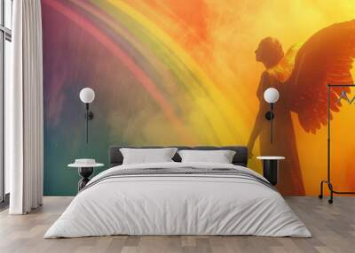 Minimalist Background: Angelic Guardian of Faith and Light in Heavenly Illustration
 Wall mural