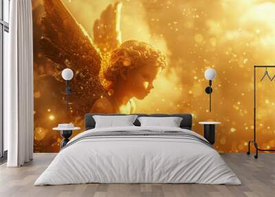 Minimalist Background: Angelic Guardian of Faith and Light in Heavenly Illustration
 Wall mural