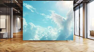 Minimalist Background: Angelic Guardian of Faith and Light in Heavenly Illustration
 Wall mural