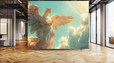 Minimalist Background: Angelic Guardian of Faith and Light in Heavenly Illustration
 Wall mural