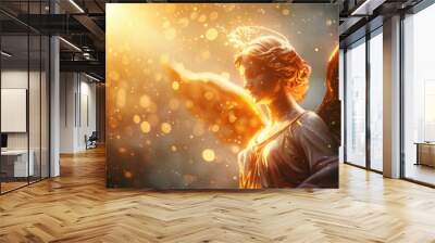 Minimalist Background: Angelic Guardian of Faith and Light in Heavenly Illustration
 Wall mural