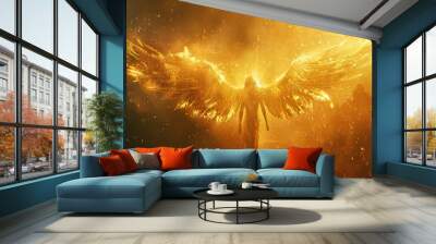 Minimalist Background: Angelic Guardian of Faith and Light in Heavenly Illustration
 Wall mural