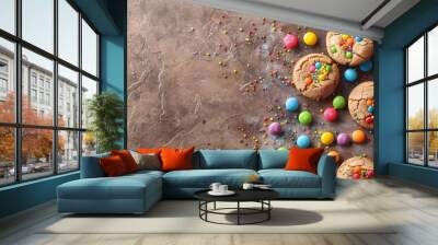 Minimalist Background: Delicious Chocolate Cookie Illustration for Sweet Desserts and Holiday Celebrations
 Wall mural