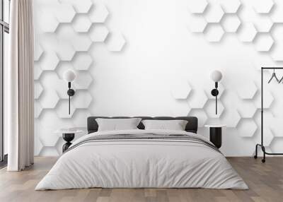 Hexagon concept design abstract technology background. Background with hexagons. Pattern with hexagons illustration of a honeycomb. Futuristic surface hexagon pattern with light rays. Wall mural