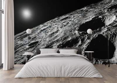   A photo of the lunar surface as viewed from above it Wall mural