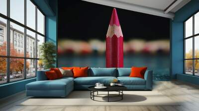   A sharp image of a red pencil, with the background blurred Wall mural