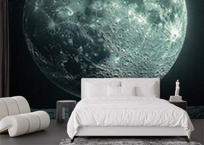   View of moon from moon's surface with stars overhead Wall mural