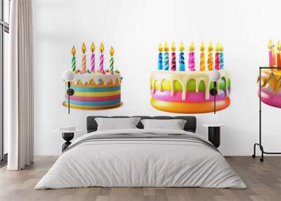 A birthday cake isolated on white transparent background, PNG File. Perfect for clipart Wall mural