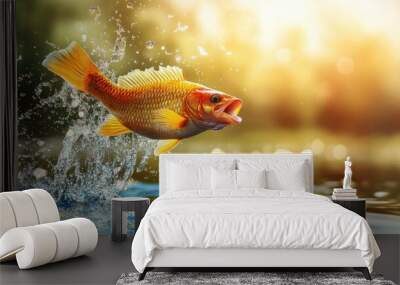 A fish is jumping out of the water Wall mural