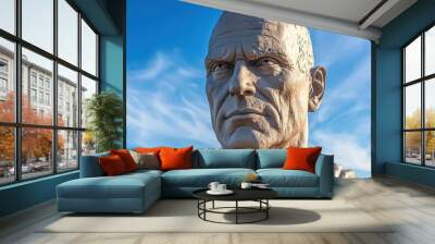 A statue of a man with a serious expression Wall mural